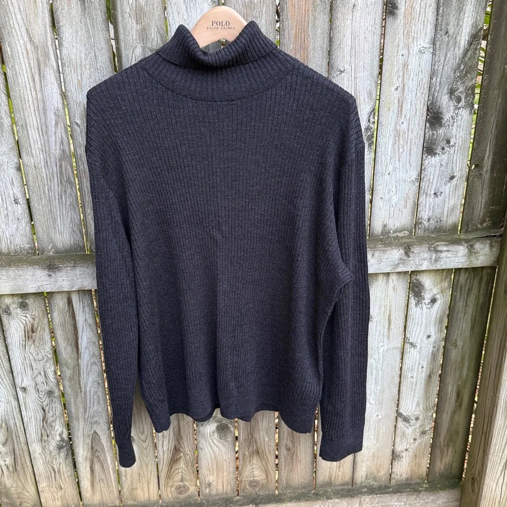 Banana Republic Salta Merino Ribbed Turtleneck Sweater gray XL